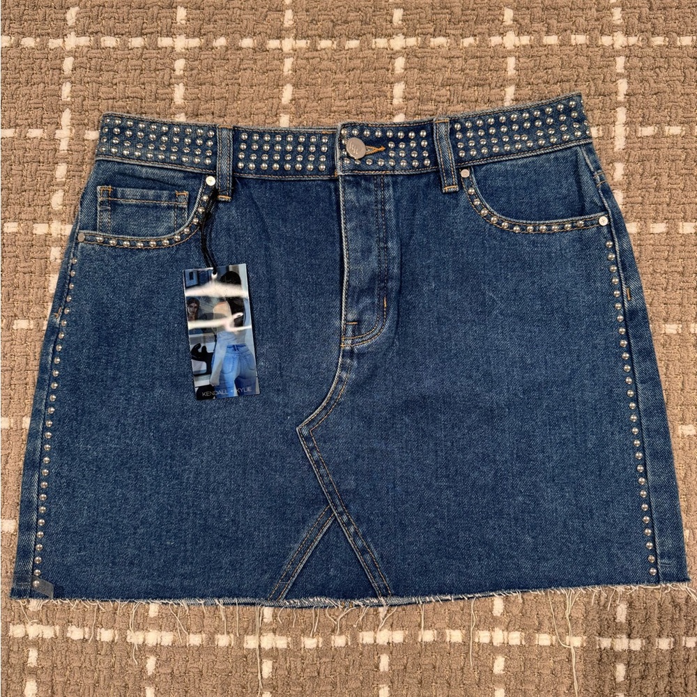 Kendal + Kylie Studded Denim Skirt
